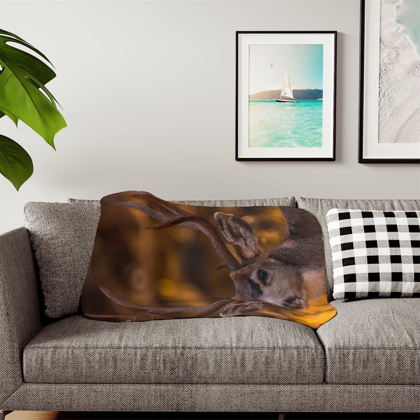 "NOVEMBER GOLD" BUCK MULE DEER - FLEECE BLANKET