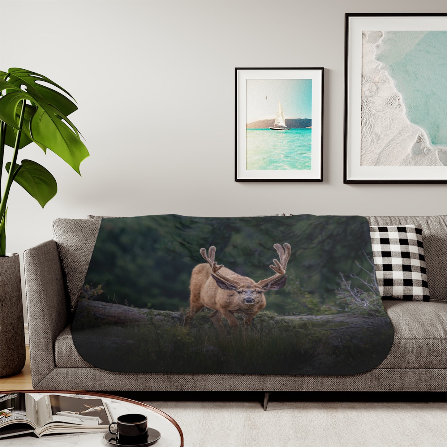 "HIGH ALERT" BUCK MULE DEER - FLEECE BLANKET