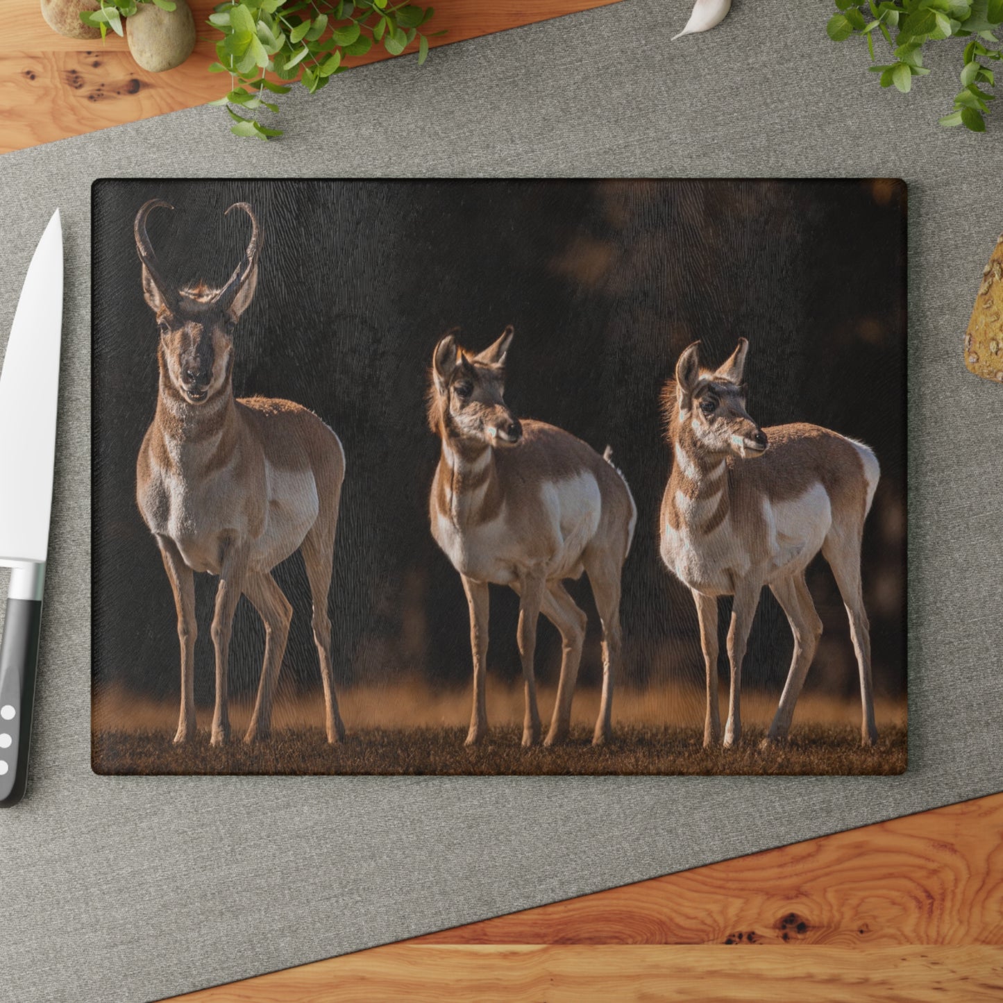 "FAMILY OF THREE" PRONGHORN - CUTTING BOARD