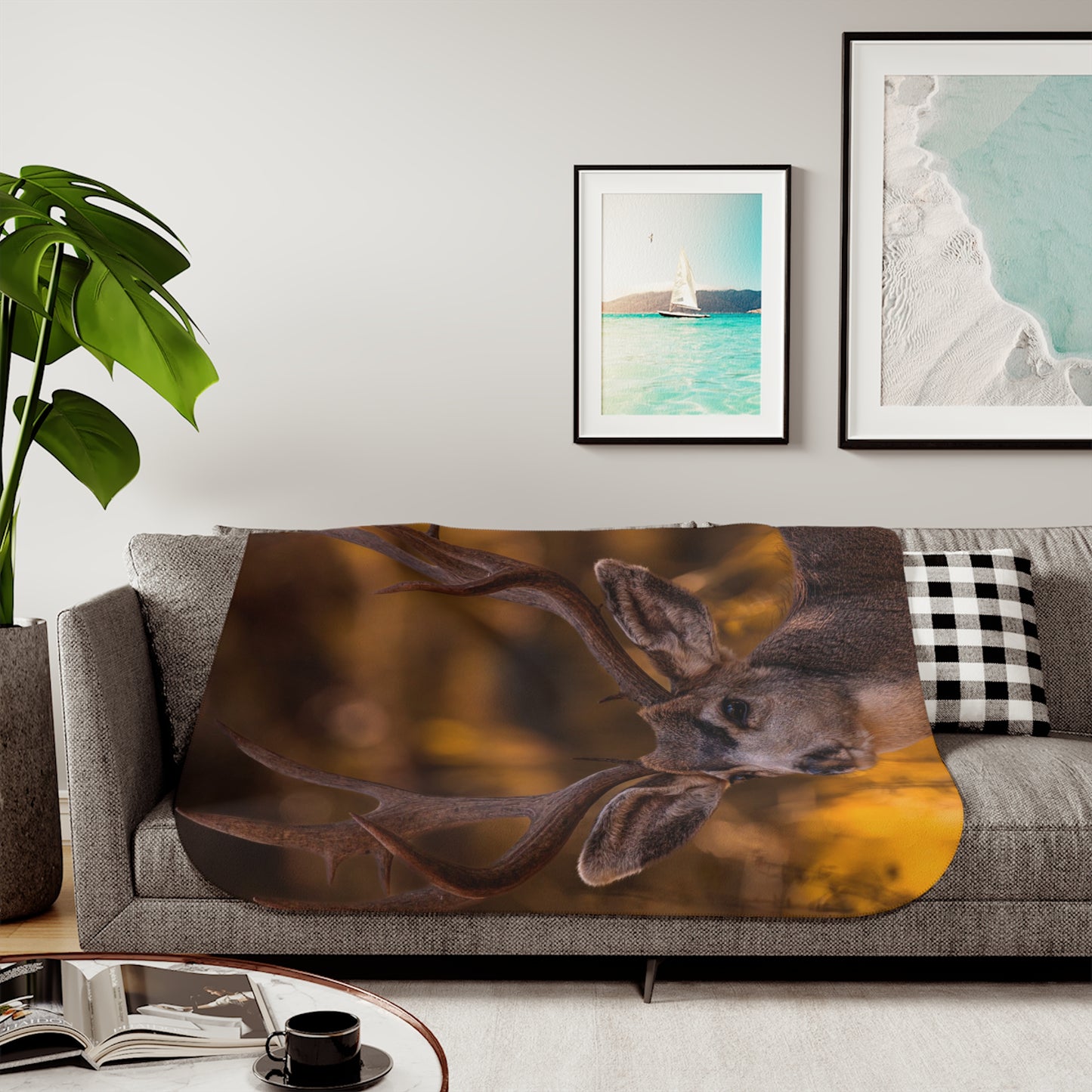 "NOVEMBER GOLD" BUCK MULE DEER - FLEECE BLANKET