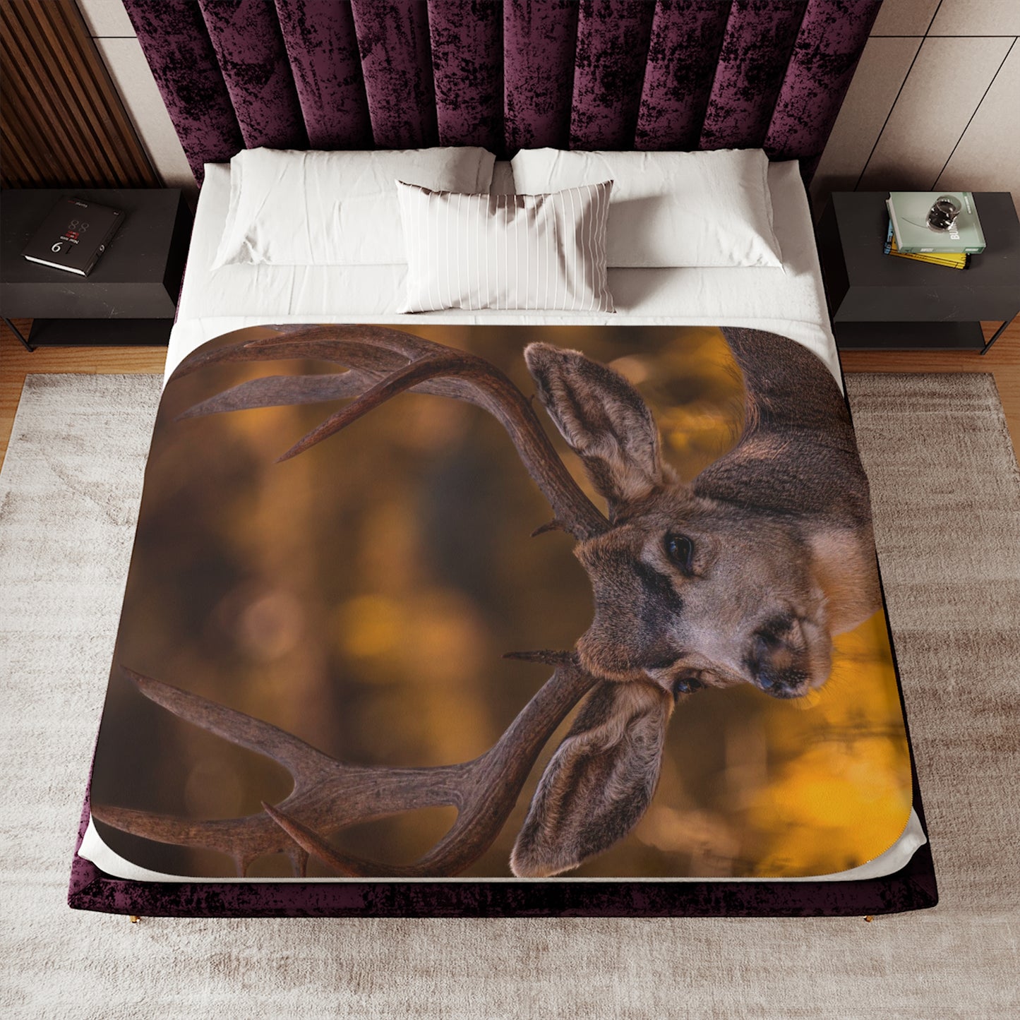 "NOVEMBER GOLD" BUCK MULE DEER - FLEECE BLANKET