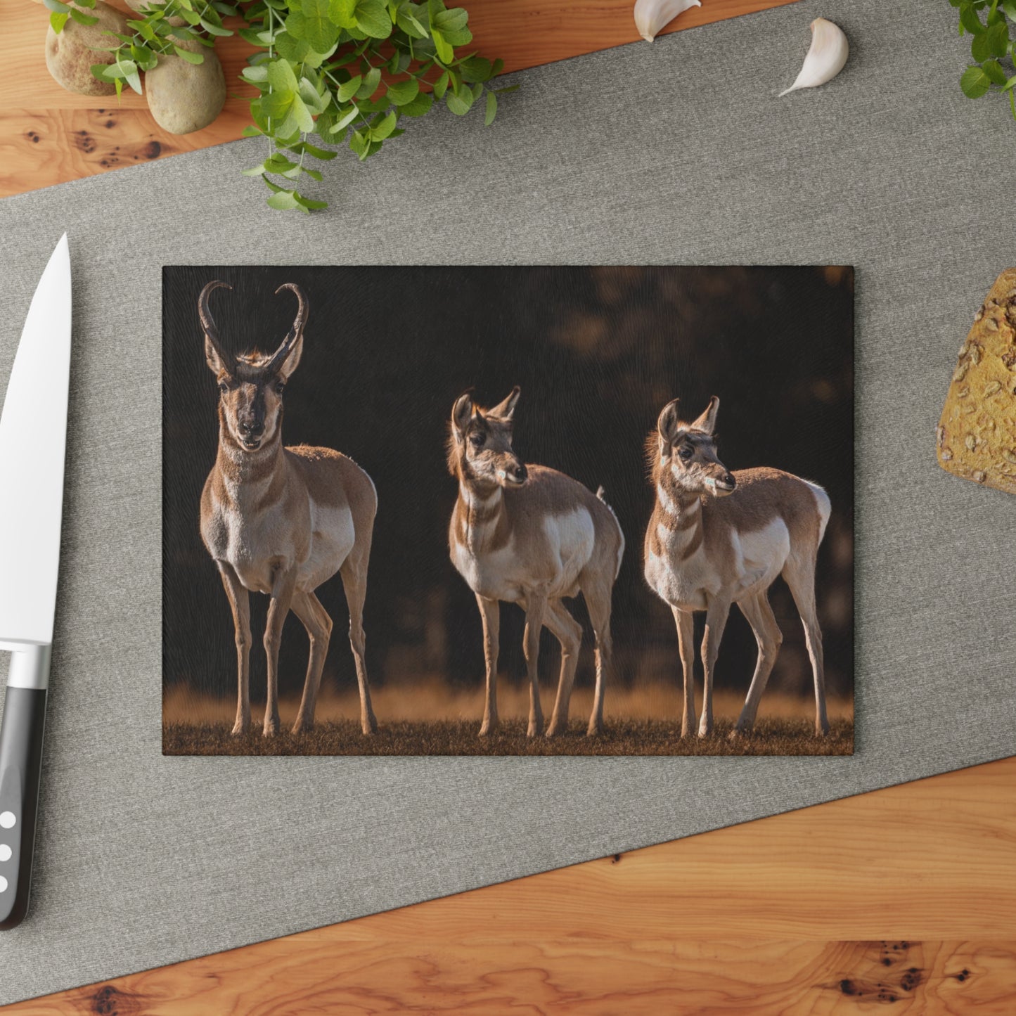 "FAMILY OF THREE" PRONGHORN - CUTTING BOARD