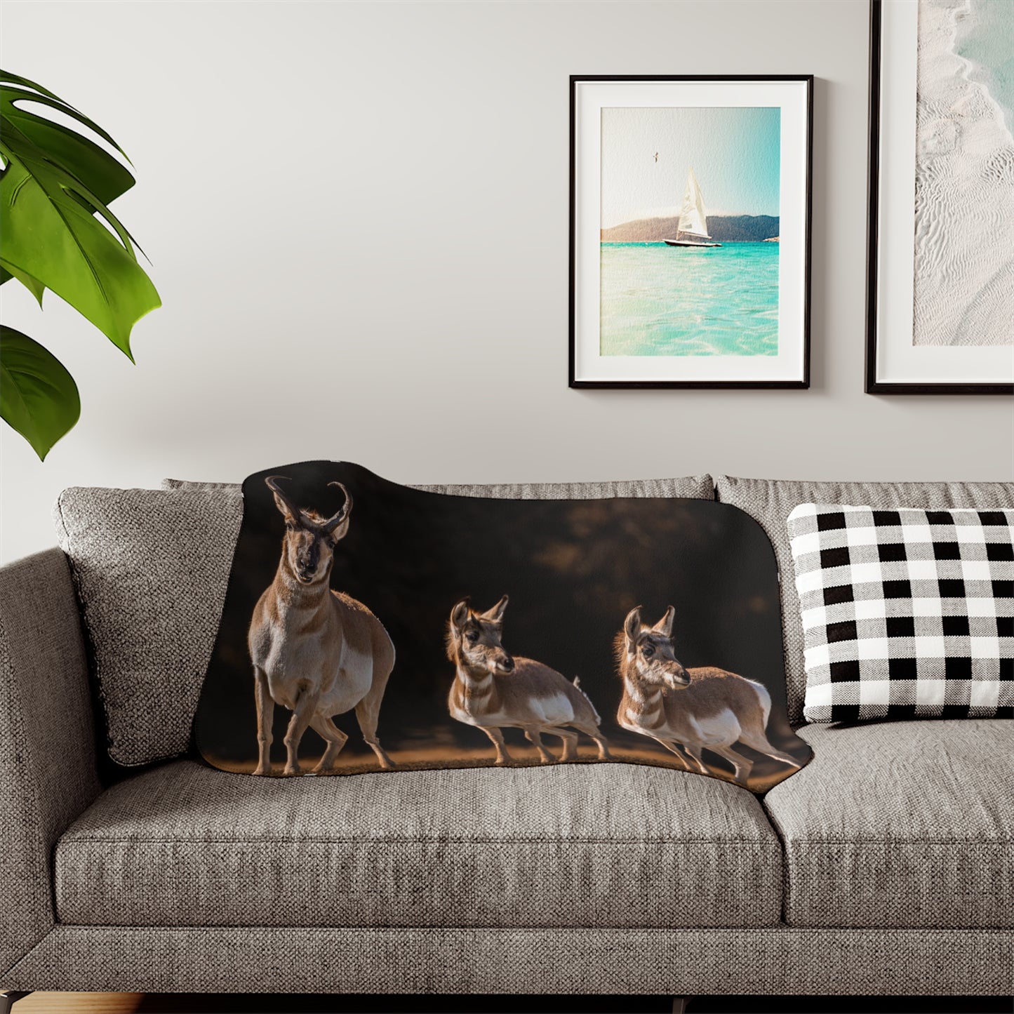 "FAMILY OF THREE" PRONGHORN - FLEECE BLANKET