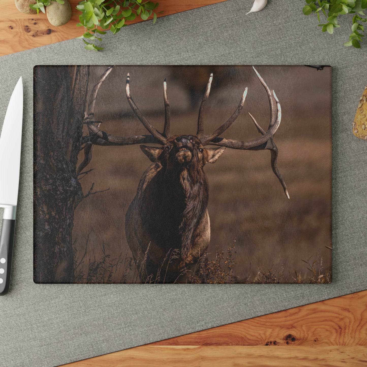 "ATTITUDE" BULL ELK - CUTTING BOARD