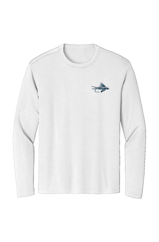 ATHLETIC FLY FISHING LONG SLEEVE TEE - WHITE