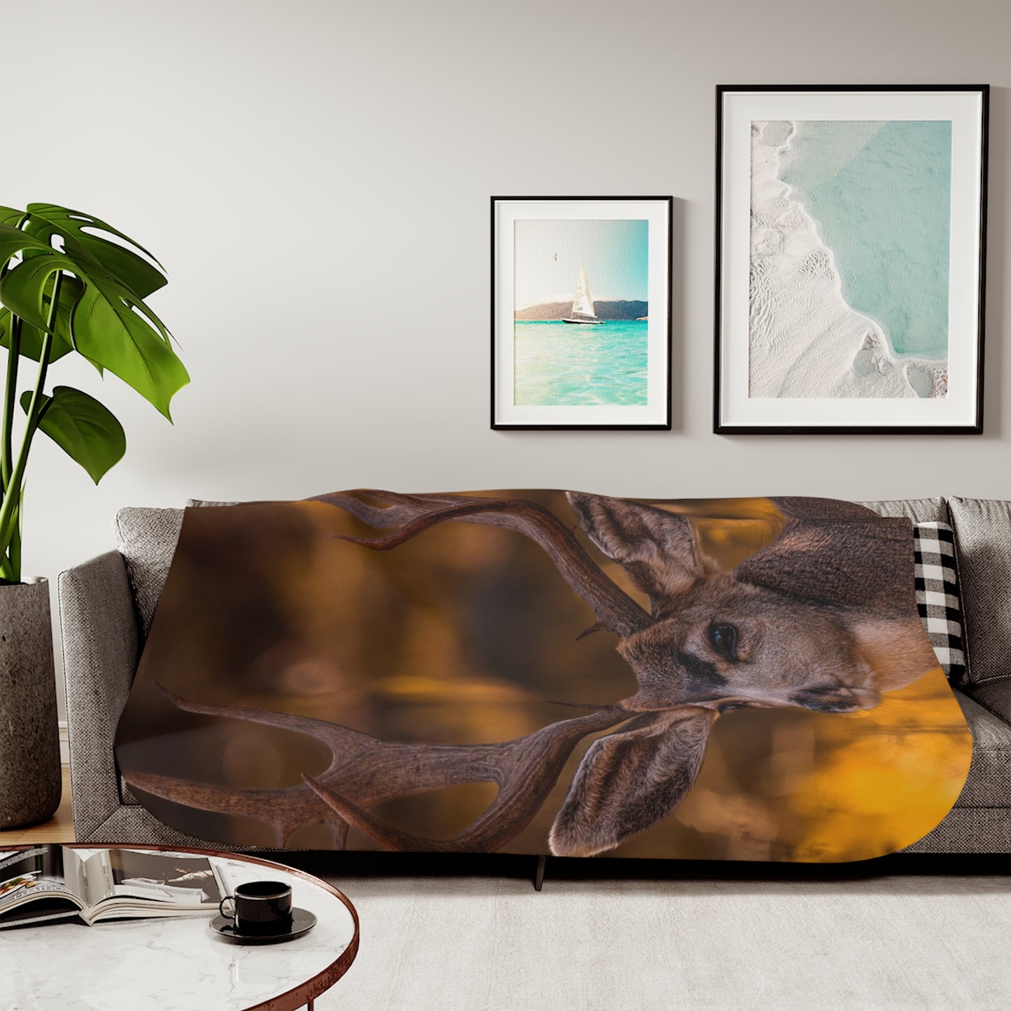 "NOVEMBER GOLD" BUCK MULE DEER - FLEECE BLANKET