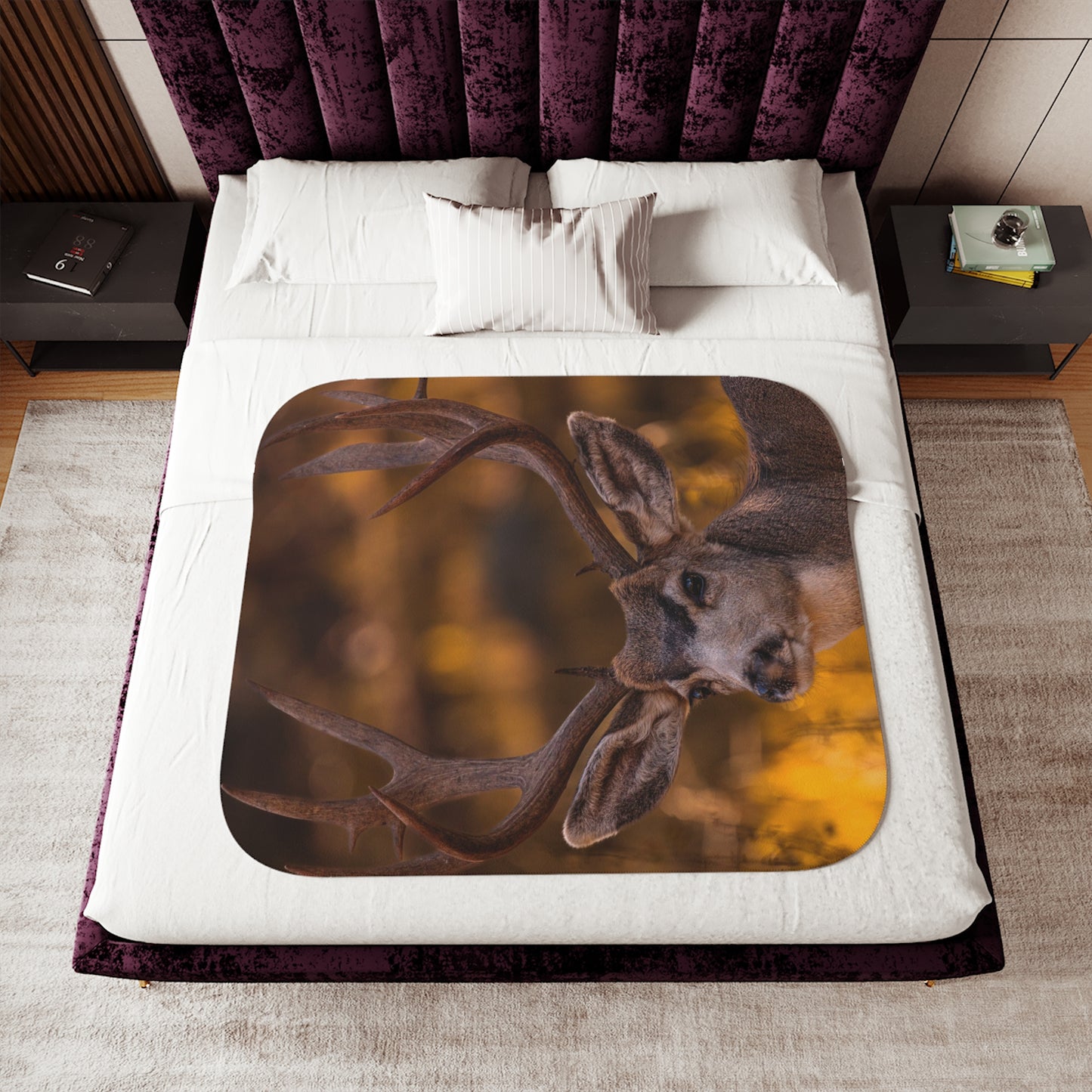 "NOVEMBER GOLD" BUCK MULE DEER - FLEECE BLANKET