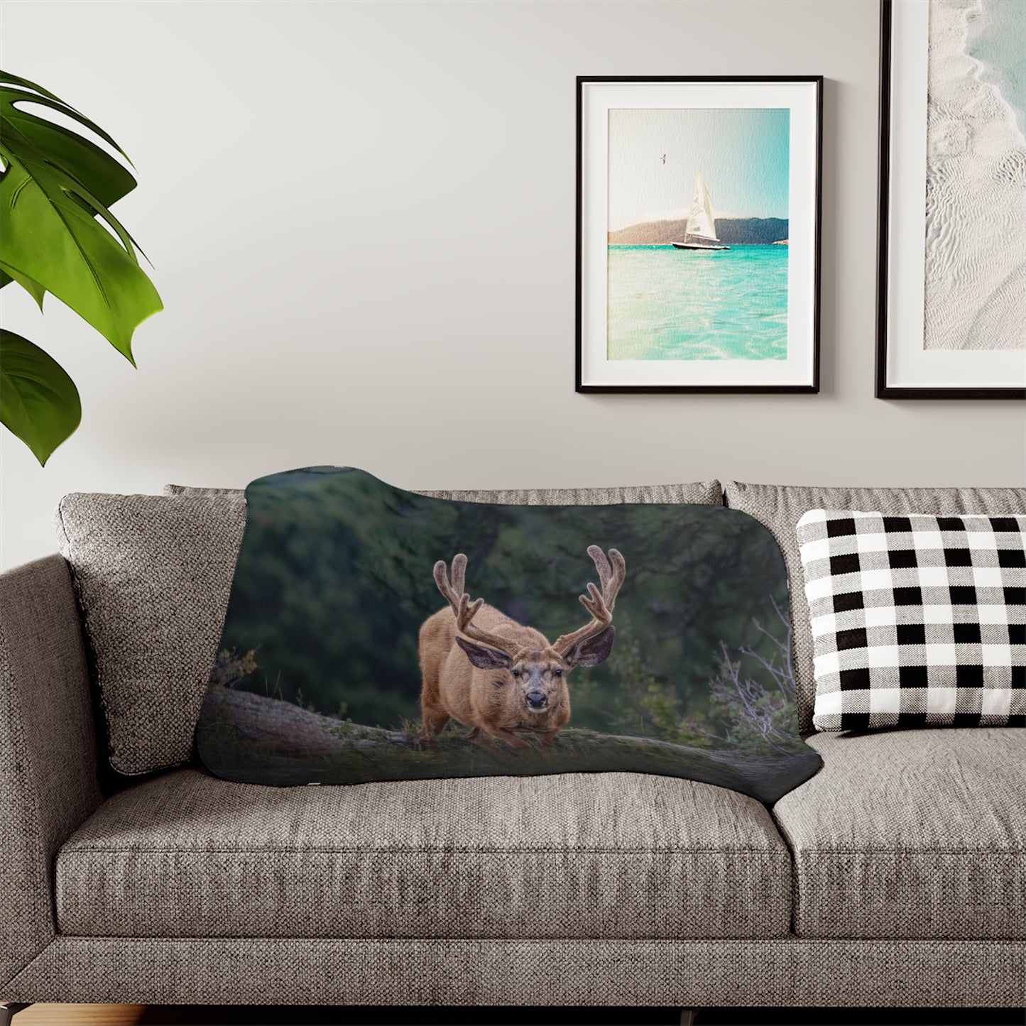 "HIGH ALERT" BUCK MULE DEER - FLEECE BLANKET