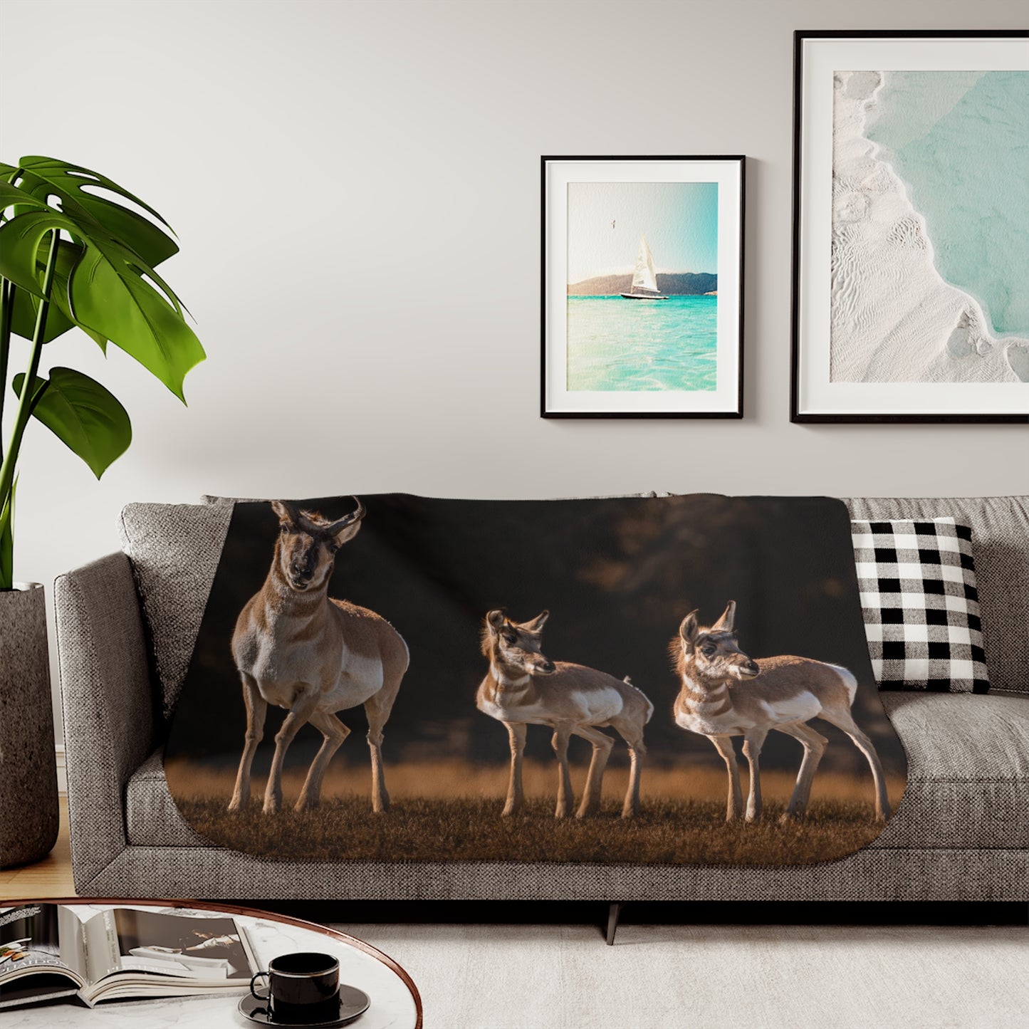 "FAMILY OF THREE" PRONGHORN - FLEECE BLANKET