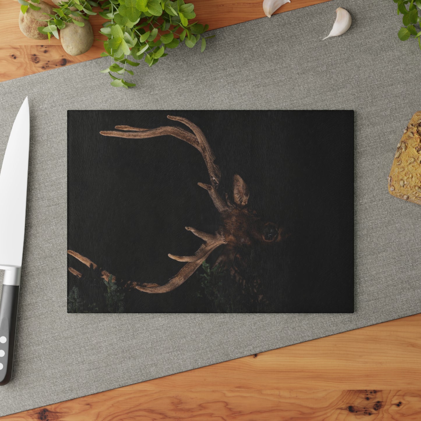 "OUT OF DARKNESS" BULL ELK - CUTTING BOARD