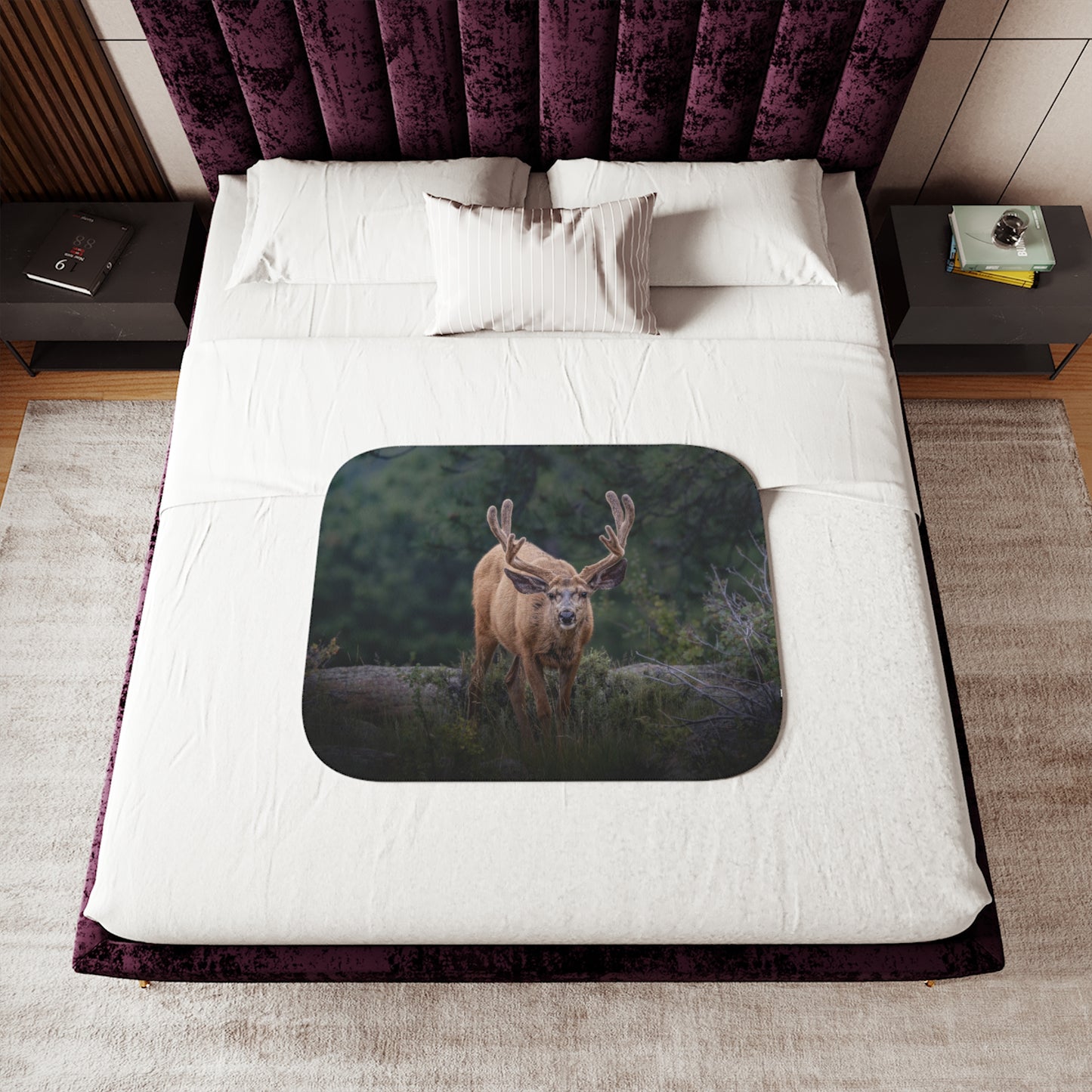 "HIGH ALERT" BUCK MULE DEER - FLEECE BLANKET