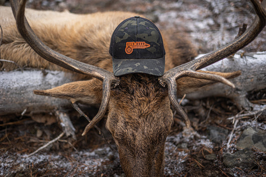 WILD BORN OUTDOORS LEATHER PATCH LOGO HAT - MULTICAM BLACK